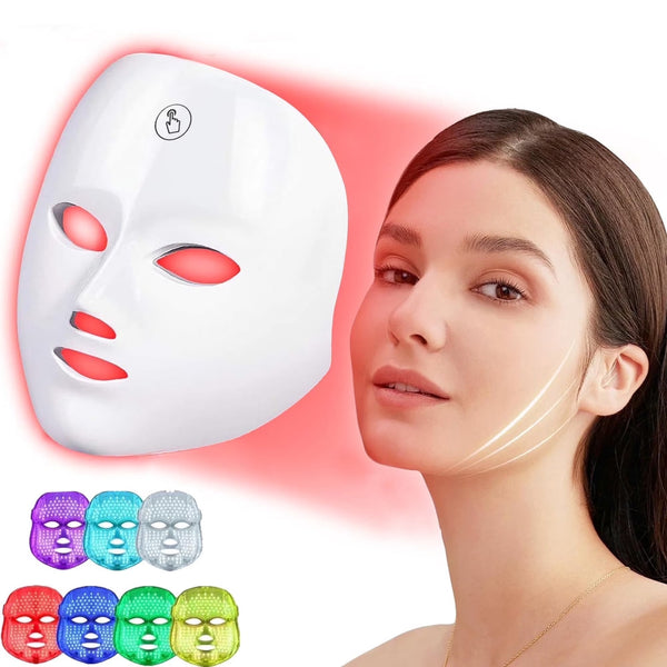 Red Light Mask for Face, 7-1 Colors LED Face Mask, Cordless Facial Mask at Home or Salon, Gift for Women Mom